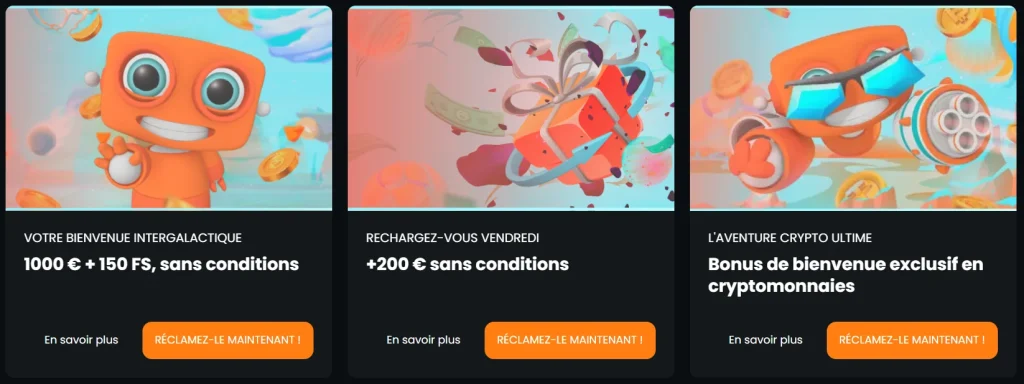 HugoBets Casino promotions avec bonus de bienvenue, recharge du vendredi et offre crypto
